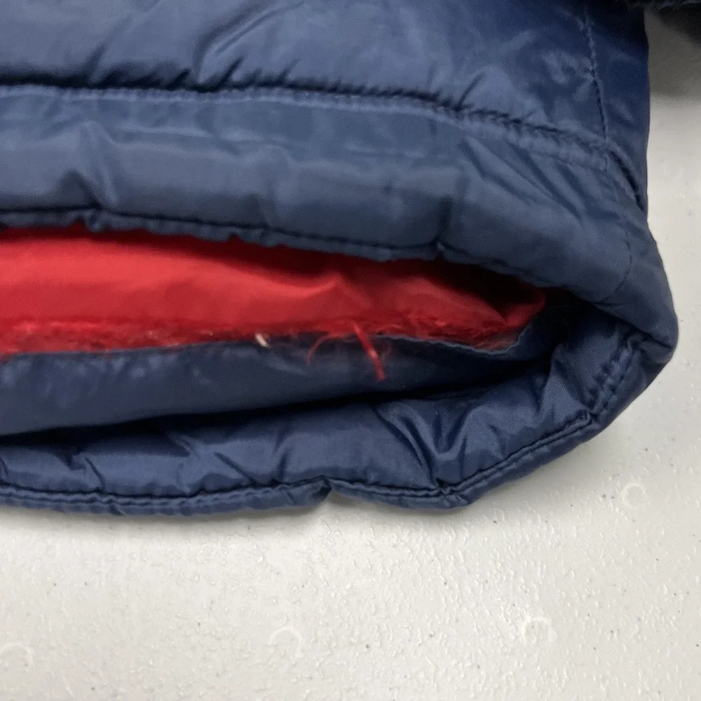 NFL Touchdown Club Patriots Puffer Jacket Kids XL 18 Blue Good Vintage Hooded